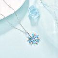 wholesale 925 Sterling Silver Blue Crystal Snowflake Pendant Necklace Elegant s for Women-0-2