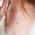 wholesale 925 Sterling Silver Blue Crystal Snowflake Pendant Necklace Elegant s for Women-0-3