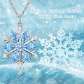 wholesale 925 Sterling Silver Blue Crystal Snowflake Pendant Necklace Elegant s for Women-0-4