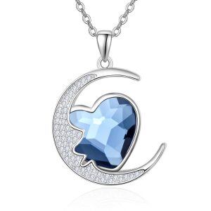 Sterling Silver Moon Heart Necklace-0