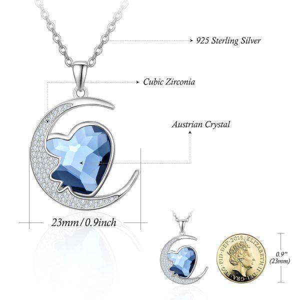 Sterling Silver Moon Heart Necklace-2