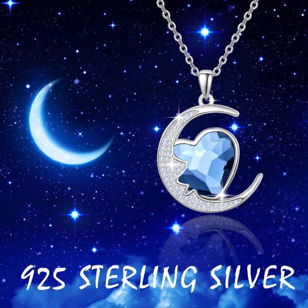 Sterling Silver Moon Heart Necklace-3