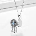 wholesale 925 Sterling Silver Lotus Flower Dreamcatcher Photo Locket Pendant Necklace for Women-0-2