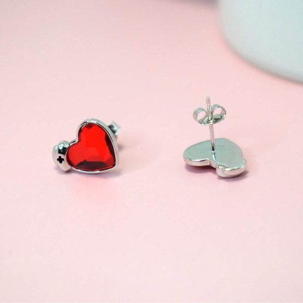 Sterling Silver Heart Earrings-3