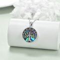 wholesale 925 Sterling Silver Abalone Shell Tree of Life Moon Phase Pendant Necklace for Women-0-2