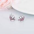 wholesale 925 Sterling Silver Pink Crystal Unicorn Stud Earrings for Girls and Women-0-1