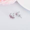 wholesale 925 Sterling Silver Pink Crystal Unicorn Stud Earrings for Girls and Women-0-2