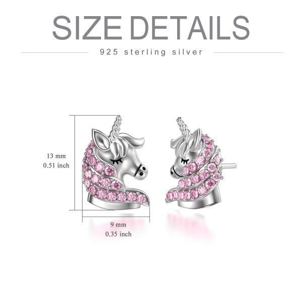 Sterling Silver Unicorn Stud Earrings-3