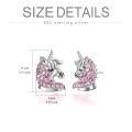 wholesale 925 Sterling Silver Pink Crystal Unicorn Stud Earrings for Girls and Women-0-3