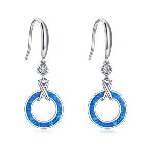 Sterling Silver Blue Opal Earrings-0