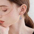 wholesale 925 Sterling Silver Round Blue Opal Dangle Earrings for Women-0-1