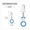 wholesale 925 Sterling Silver Round Blue Opal Dangle Earrings for Women-0-2