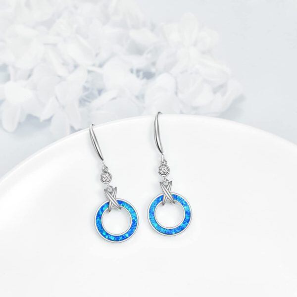 Sterling Silver Blue Opal Earrings-3