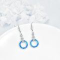 wholesale 925 Sterling Silver Round Blue Opal Dangle Earrings for Women-0-3