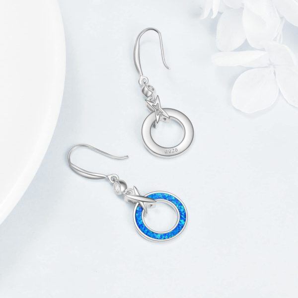 Sterling Silver Blue Opal Earrings-4