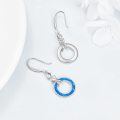 wholesale 925 Sterling Silver Round Blue Opal Dangle Earrings for Women-0-4