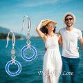 wholesale 925 Sterling Silver Round Blue Opal Dangle Earrings for Women-0-5