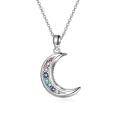 wholesale 925 Sterling Silver Crescent Moon with Colorful Stones Pendant Necklace for Women-0-0