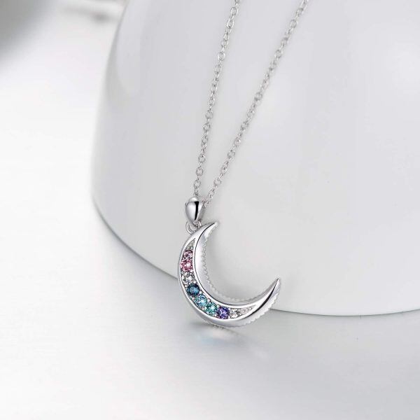 Sterling Silver Moon Necklace-1