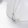 wholesale 925 Sterling Silver Crescent Moon with Colorful Stones Pendant Necklace for Women-0-1