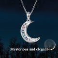 wholesale 925 Sterling Silver Crescent Moon with Colorful Stones Pendant Necklace for Women-0-4