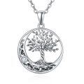 wholesale 925 Sterling Silver Celtic Knot Tree of Life Pendant Necklace with Cubic Zirconia for Women-0-0