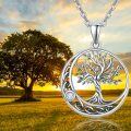 wholesale 925 Sterling Silver Celtic Knot Tree of Life Pendant Necklace with Cubic Zirconia for Women-0-5