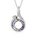 wholesale 925 Sterling Silver Rainbow Crystal Fox Tail Pendant Necklace for Women Girls Gifts Fine Jewelry Accessories-0-0