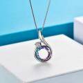 wholesale 925 Sterling Silver Rainbow Crystal Fox Tail Pendant Necklace for Women Girls Gifts Fine Jewelry Accessories-0-1