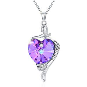 Sterling Silver Mermaid Heart Necklace-0