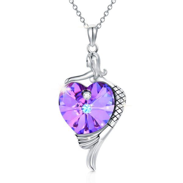 Sterling Silver Mermaid Heart Necklace-0