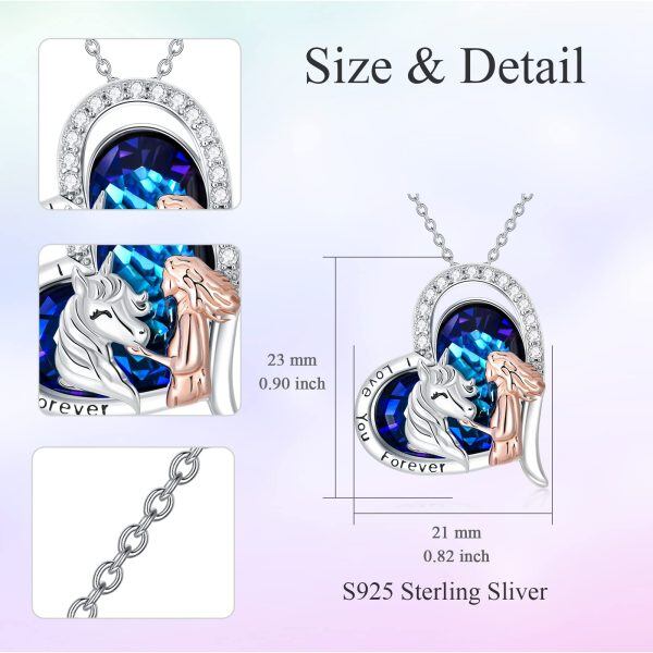 Sterling Silver Unicorn And Girl Necklace-3