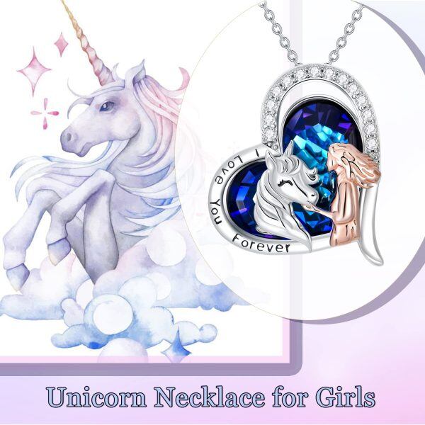 Sterling Silver Unicorn And Girl Necklace-5