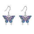 wholesale 925 Sterling Silver Blue & Purple Enamel Butterfly Dangle Earrings for Women-0-0