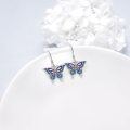 wholesale 925 Sterling Silver Blue & Purple Enamel Butterfly Dangle Earrings for Women-0-2
