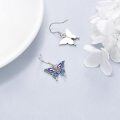 wholesale 925 Sterling Silver Blue & Purple Enamel Butterfly Dangle Earrings for Women-0-3