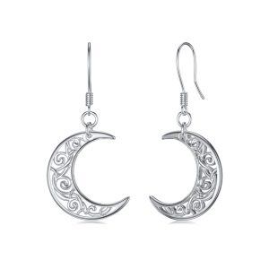 Sterling Silver Moon Earrings-0