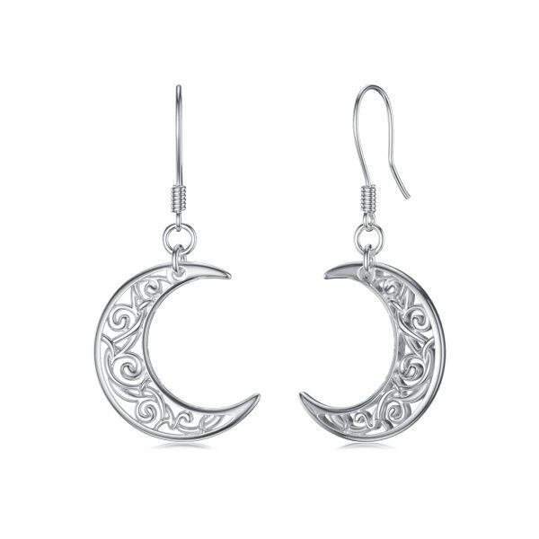 Sterling Silver Moon Earrings-0