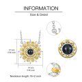 wholesale 925 Sterling Silver 925 Multilingual I Love You Sunflower Pendant Necklace with Black Stone and Gold Accents for Women-0-4