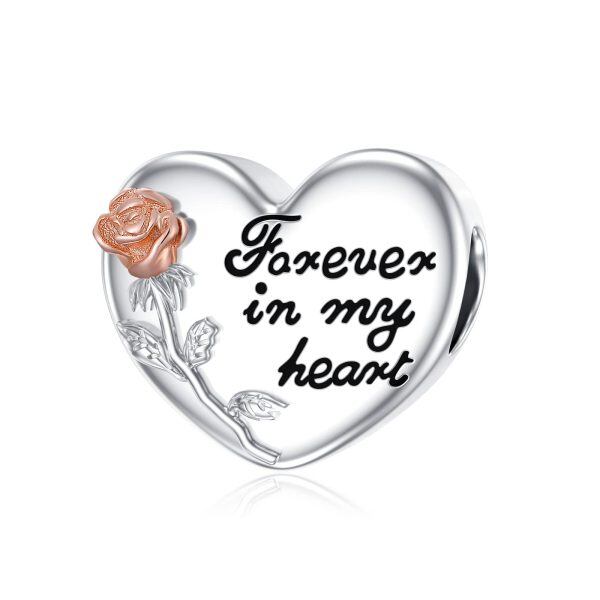 Sterling Silver Rose Heart Charms-0