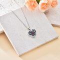 wholesale 925 Sterling Silver Ruby Heart-Shaped Pendant with Floral Design and Cross Charm Necklace for Women-0-3