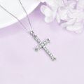 wholesale 925 Sterling Silver CZ Cross Pendant Necklace for Women-0-2