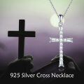 wholesale 925 Sterling Silver CZ Cross Pendant Necklace for Women-0-4