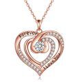 wholesale Rose Gold Plated 925 Sterling Silver Forever I Love You Double Heart Pendant Necklace for Women-0-0