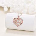 wholesale Rose Gold Plated 925 Sterling Silver Forever I Love You Double Heart Pendant Necklace for Women-0-1