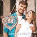 wholesale Rose Gold Plated 925 Sterling Silver Forever I Love You Double Heart Pendant Necklace for Women-0-3