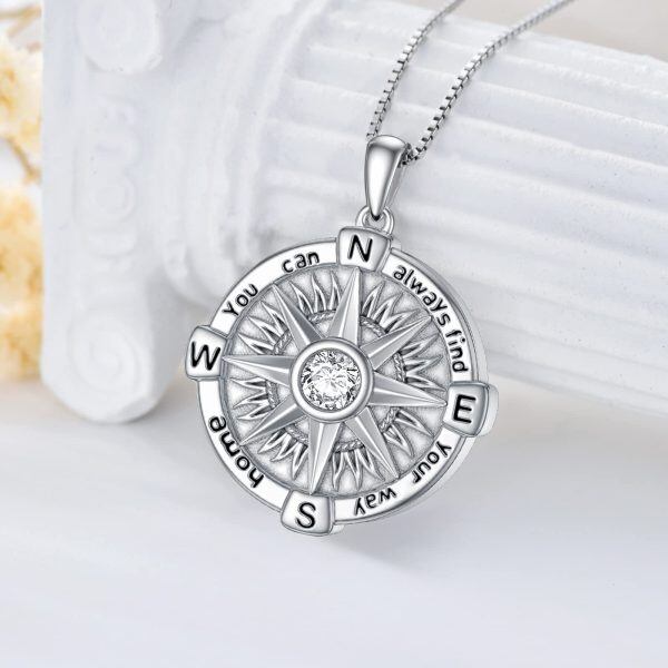 Sterling Silver Compass Necklace-1