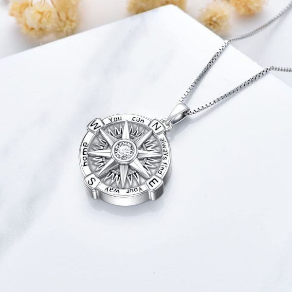 Sterling Silver Compass Necklace-2