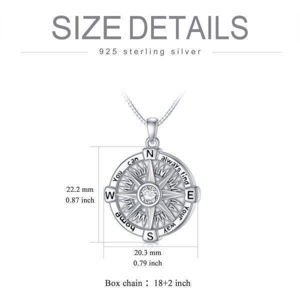 Sterling Silver Compass Necklace-3