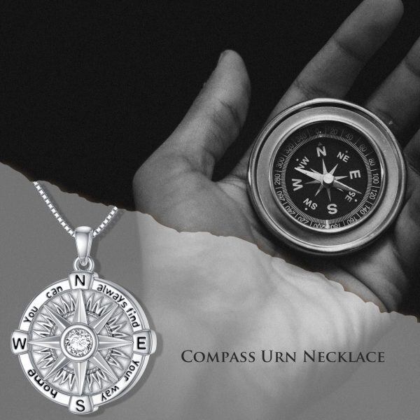 Sterling Silver Compass Necklace-4